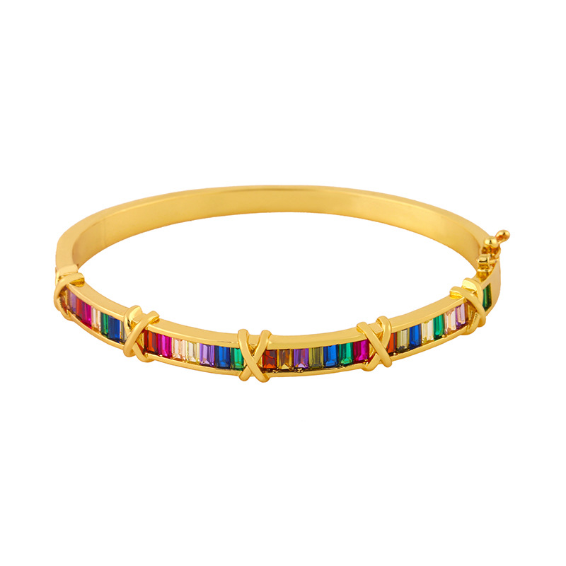 Color zircon bracelet women original fashion colorful geometric open bracelet boutique jewelry whole