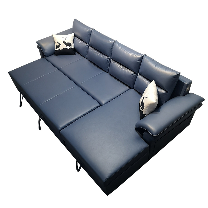 Tecnología de tela de esquina sofá correa de almacenamiento VIP simple sala de estar moderna pequeña combinación de sofá cama plegable doble uso