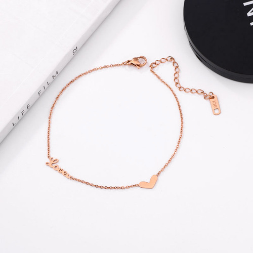 Love heart-shaped titanium steel anklet for women 18K rose gold ladies leg ring jewelry beach accessories jewelry