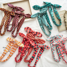 跨境新款圣诞节绒布交叉发带兔耳朵弹力打结发箍欧美高弹力头带批