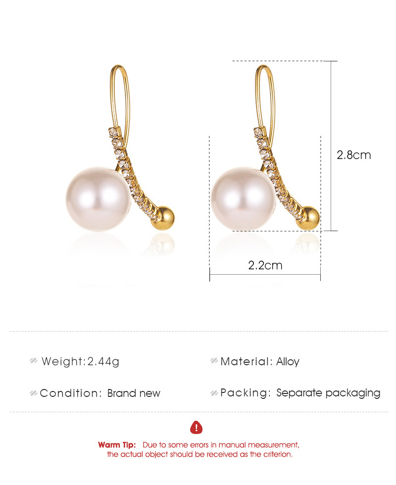 New Ear Clip Earrings Temperament Pearl Cross Earrings Ladies Sweet Wild Diamond Inlaid Earring Wholesale Nihaojewelry display picture 1