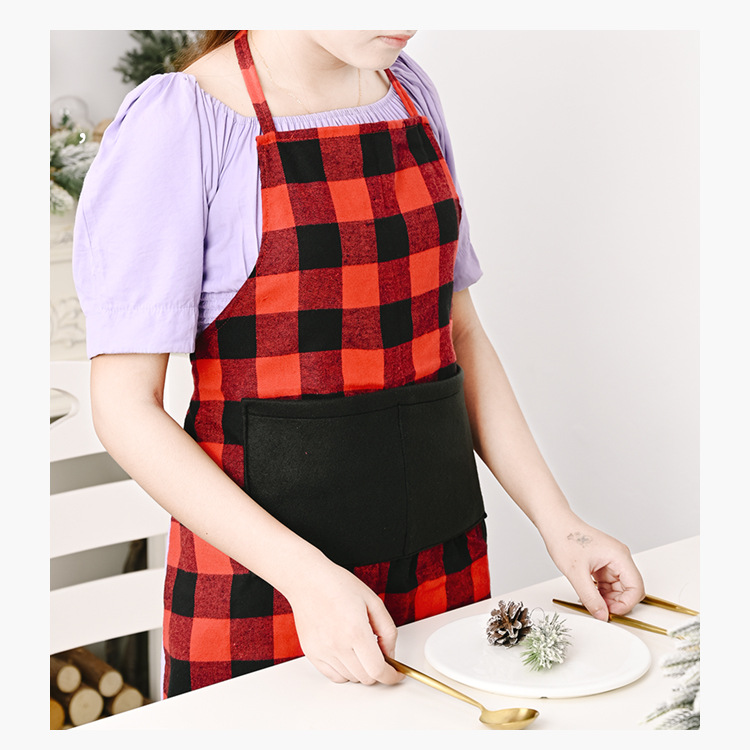 Christmas Decoration Supplies Red And Black Plaid Apron display picture 3