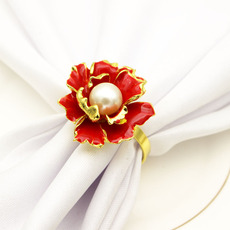 酒店婚庆情人节红色玫瑰花餐巾环餐巾圈 餐巾扣 口布圈现货批发