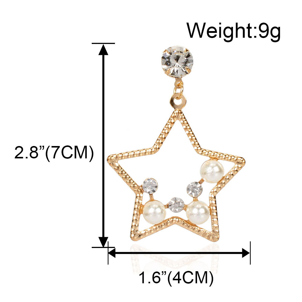 Fashion Temperament Imitation Pearl Alloy Star Wild Earrings Personality Exaggerated Earrings Wholesale Nihaojewelry display picture 1