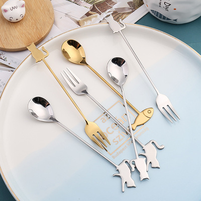 D304 Stainless steel stir Long handle originality Japanese cute INS tea with milk Dessert coffee milk Spoon