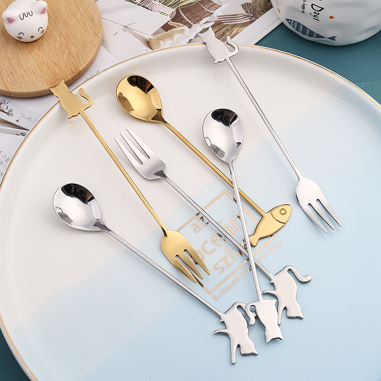 D304 Stainless steel stir Long handle originality Japanese cute INS tea with milk Dessert coffee milk Spoon