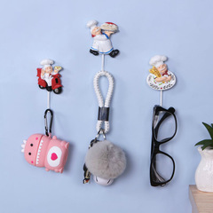 Cartoon resin chef hook adhesive kitchen bathroom no-drilling strong adhesive hook home interior decoration hook