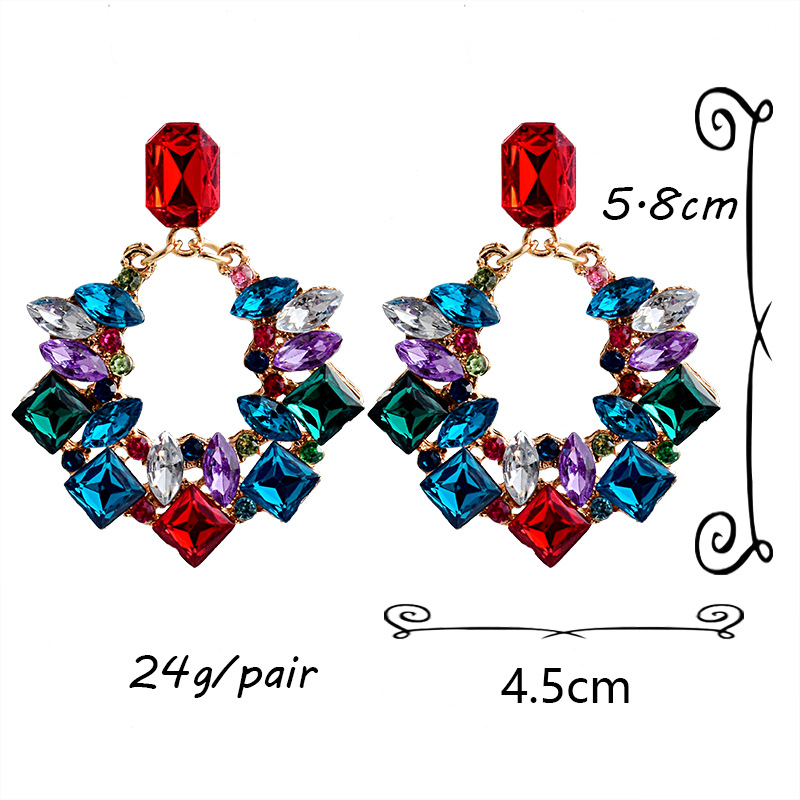 26g Weight Rhinestones Inlay Material Drop Earrings Classification 1 Pair Luxurious Geometric Plating Inlay Alloy Rhinestones Drop Earrings