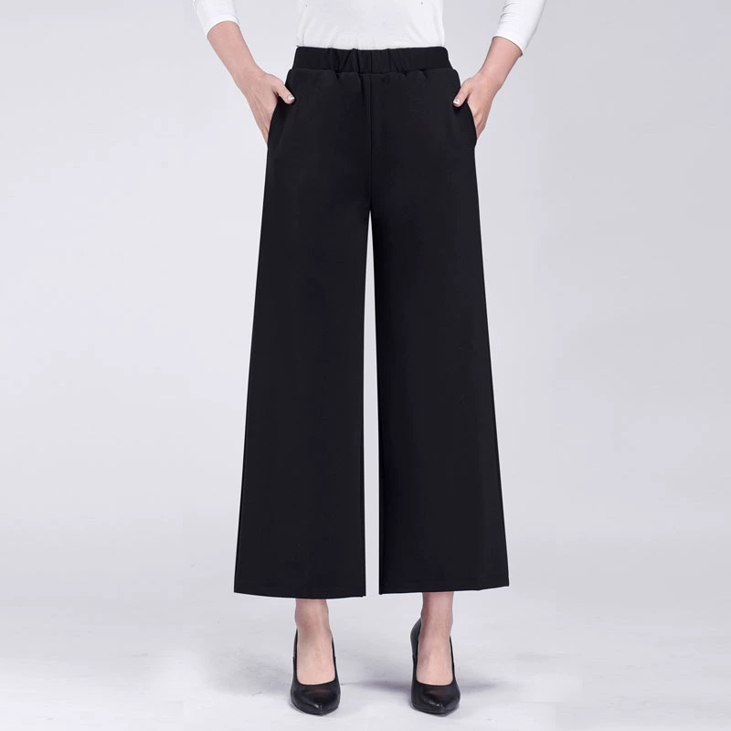 2020 черные брюки женские весенне-летние тонкие свободные брюки женские брюки с высокой талией свободные укороченные широкие брюки