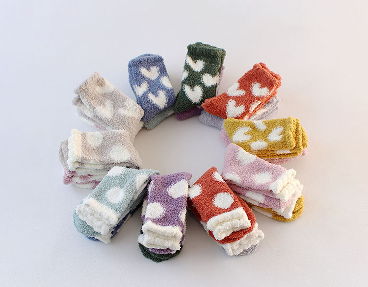 autumn and winter coral velvet socks velvet thick cute love socks pattern carpet socks NSFN4089