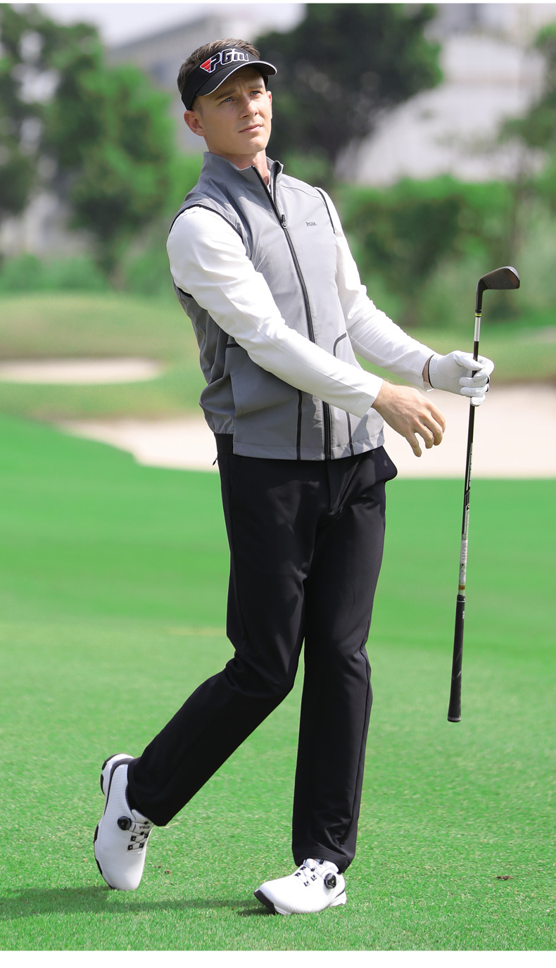 Áo vest golf nam PGM dạng gile không tay, chất liệu co giãn thoáng khí — Vest Nam YF363 [màu trắng], Vest Nam YF363 [xám], Vest Nam YF363 [màu đỏ] chi tiết 6