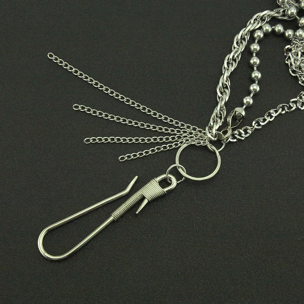 INS Rock Hip-Hop Herrenhose Punk Street Disco Dekoration Anhänger Metall Dreilagige Taillenkette_voghion.com
