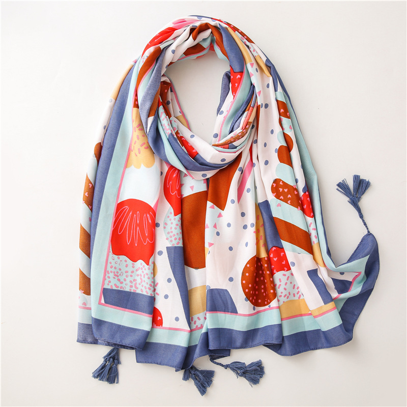 Sunscreen shawl spring new wild beach towel color cotton candy cotton and linen scarfpicture5