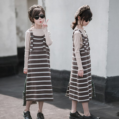 2023 Autumn New Girls' Dress for Autumn and Winter, Middle and Large Children, Plush Dress with Pencil Skirt, Korean Style Ins Wind Dress