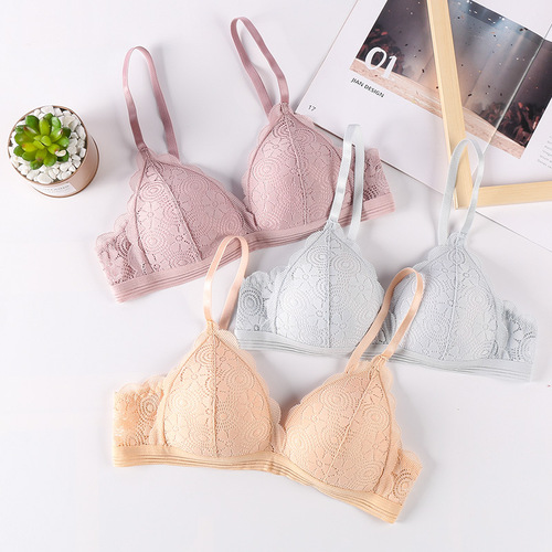 Spring underwear for women, sexy lace beautiful back push-up, soft and skin-friendly, wire-free girly bra