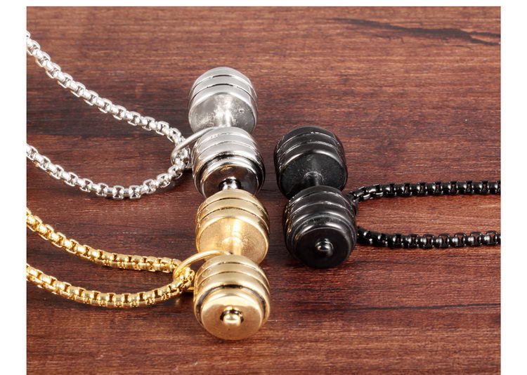 Street Occasion 1 Piece Punk Dumbbell Titanium Steel Plating Pendant Necklace