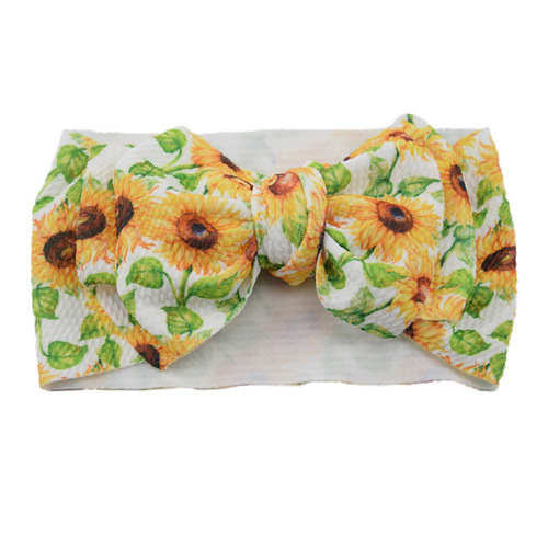 INS European and American children's hair accessories DIY fabric wide hairband baby headband baby headband printed large bow head flower