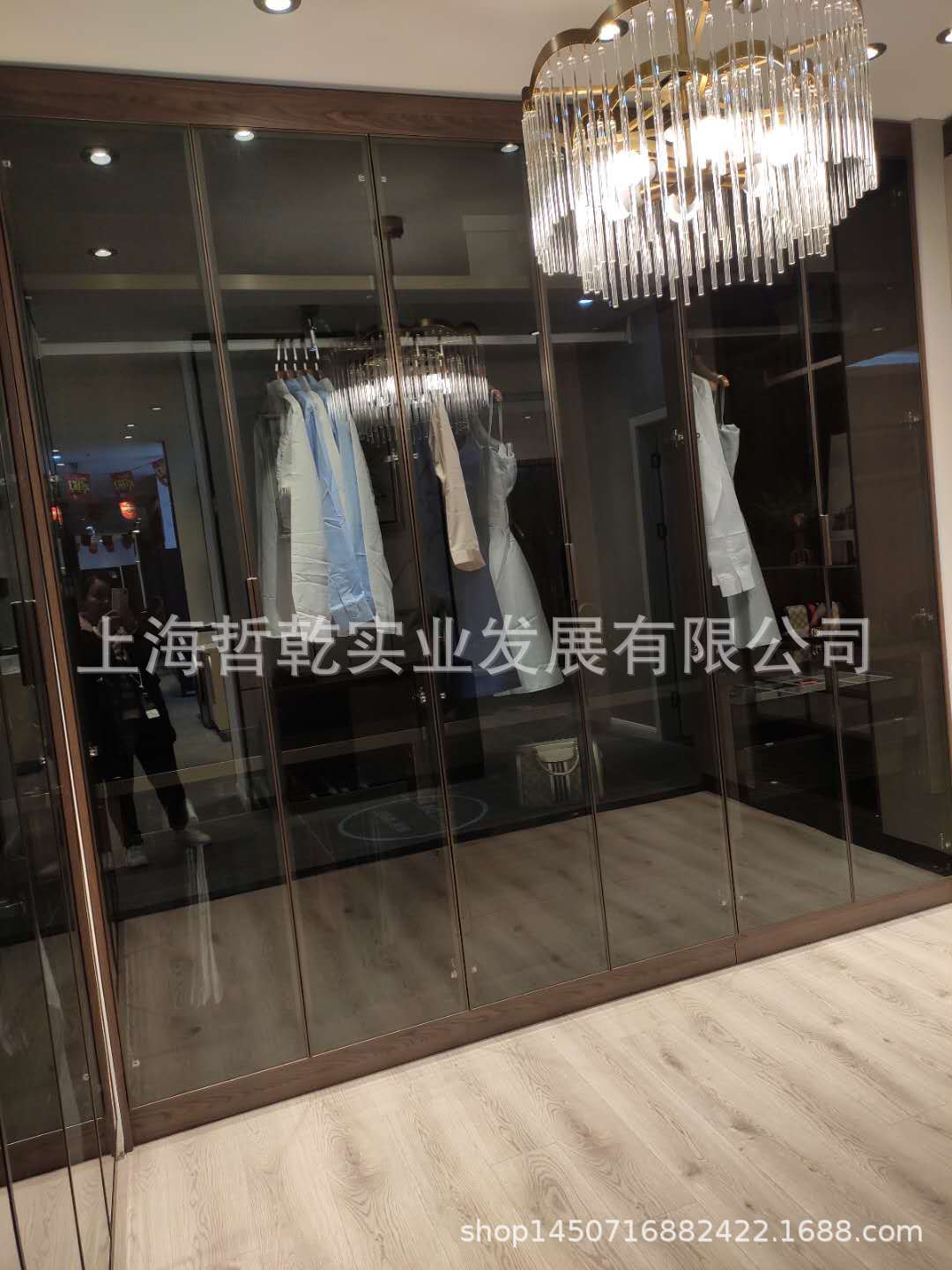 衣柜平开门门定做卧室衣帽间极简轻奢铝框钢化3c认证玻璃柜门定制|ms