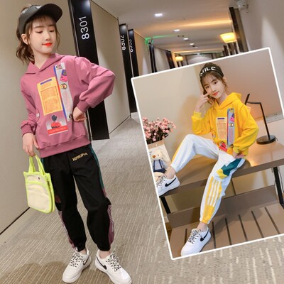 Autumn girls suit 2020 new pattern Korean Edition Western style CUHK motion Sweater children Red tide Two piece set