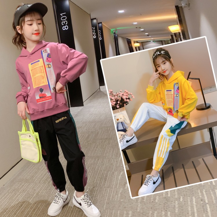 Autumn girls suit 2020 new pattern Korean Edition Western style CUHK motion Sweater children Red tide Two piece set