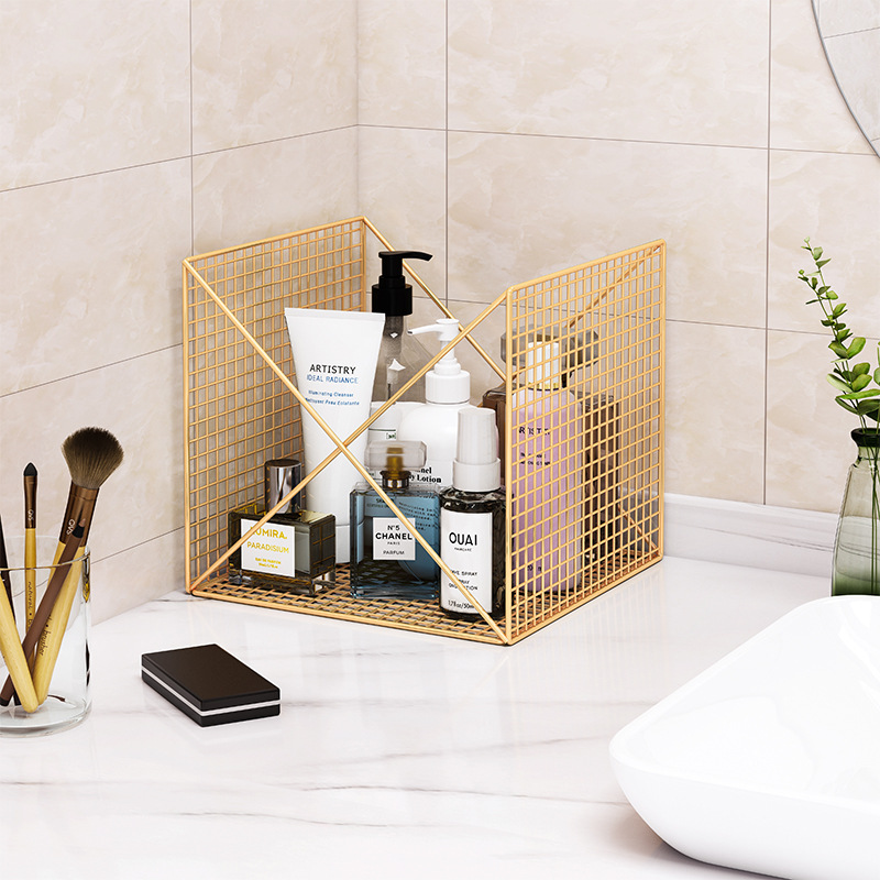 书架桌面收纳整理架办公室杂志置物架铁艺简易创意网红桌上小书架|ms