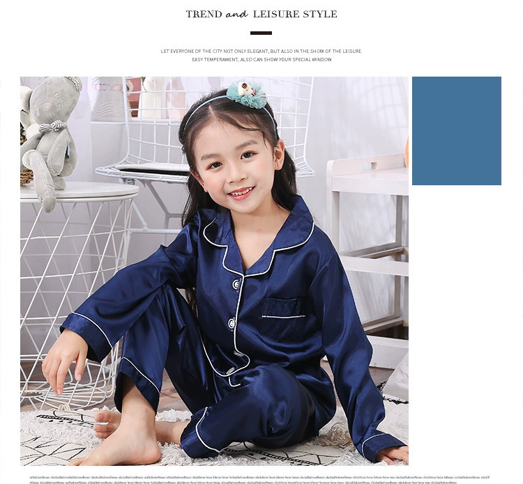 NEW Autumn Children cardigan Pajamas set teen long sleeve silk sleepwear Kids Girls Home Clothes 2pcs Suit Children's Pyjamas night gowns cheap