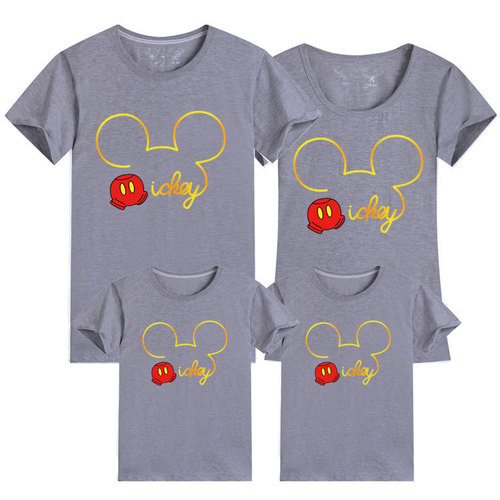  new parent-child summer clothing cartoon Mickey cotton short-sleeved family of three family wear round neck T-shirt mother and daughter