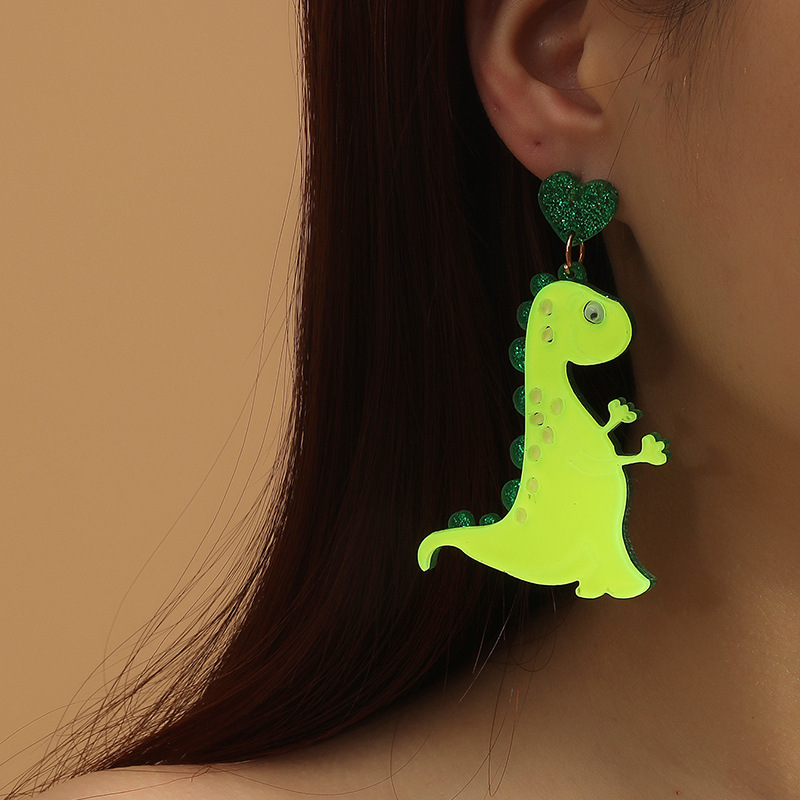 1 Paire Mignon Dinosaure Arylique Femmes Boucles D'oreilles display picture 1