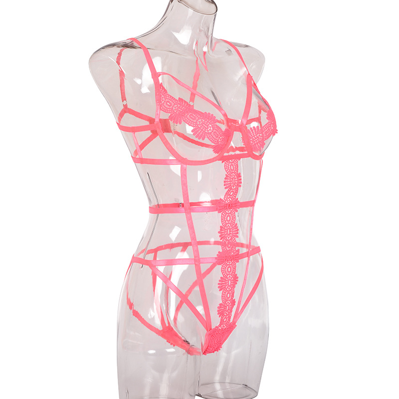 Sexy Flower Bandage Stitching Striped Sling Fun One-piece Suit display picture 8