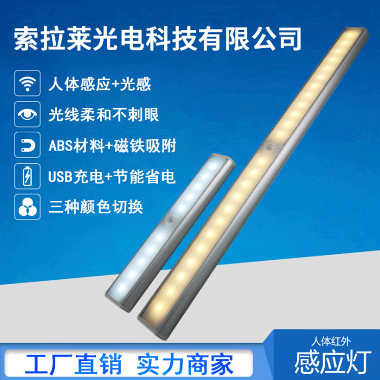USB充电感应小夜灯楼道床头人体感应灯 LED灯带橱柜灯批发衣柜灯|ms