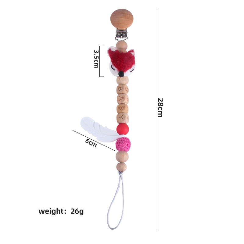 Bebé haya chupete clip de dibujos animados zorro juguete bebé calmante silicona pluma mordedor chupete cadena anti-perdida