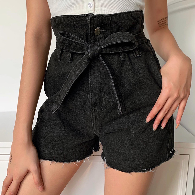 high waist dark all-match denim shorts NSXE35590