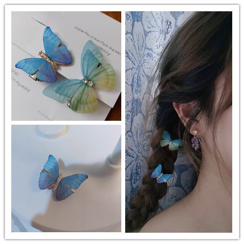 Summer Fairy Hair Clips with Dreamy Butterfly Design, Edge Clips for Girls, Duckbill Hair Accents, Bangs Hairpin, Photo Accessories