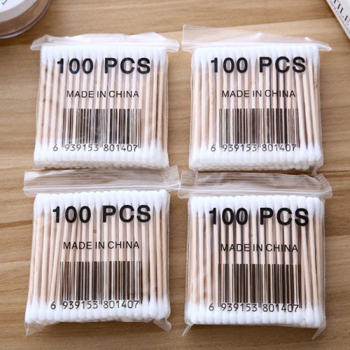 100 bags of disposable double-ended cotton swabs for cleaning ears, baseball makeup remover, cotton swabs