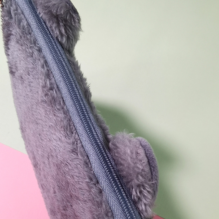 厂家直供毛绒笔袋 创意文具学习文具笔袋 猫咪毛绒学生笔袋