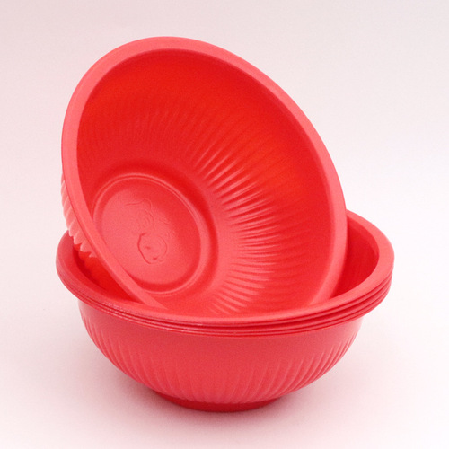 Disposable plastic bowl wedding red bowl 345ML food grade plastic bowl lunch box home takeaway 20 pieces