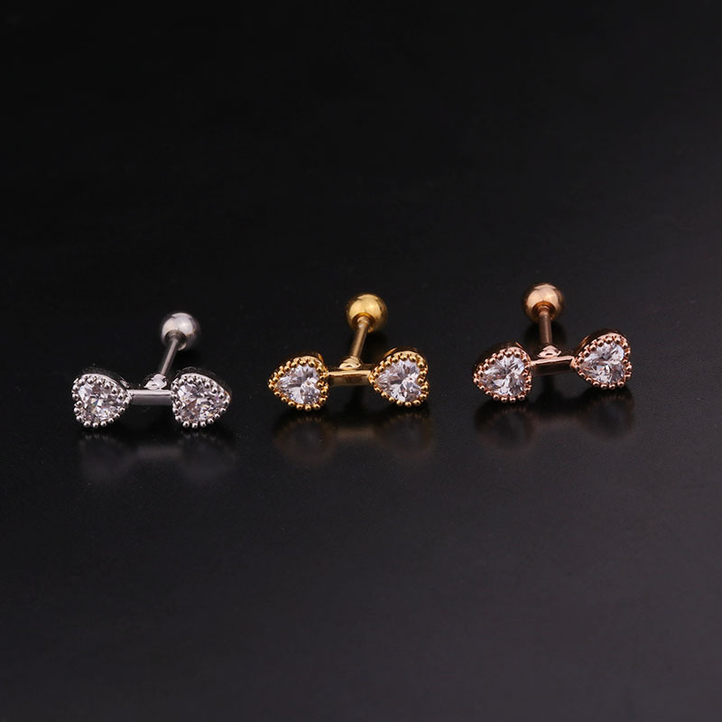 Ear Cartilage Rings & Studs Lady Geometric 316 Stainless Steel  Copper Inlaid Zircon display picture 3