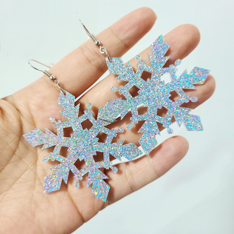1 Pair Exaggerated Snowflake Arylic Earrings display picture 1