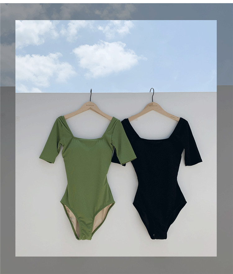 triangle one-piece short-sleeved sexy backless swimsuit NSHL3996