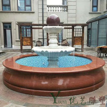 酒店花園轉動石球 工廠現貨上門安裝大理石風有水石雕流水噴泉