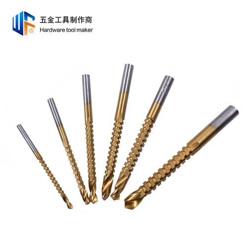 6pcs Woodworking Sawtooth Twist Drill Multifunctional Grooving Punch Saw Drill Bit High Speed ​​Steel Titanium Plated Twist Drill Bit Wholesale