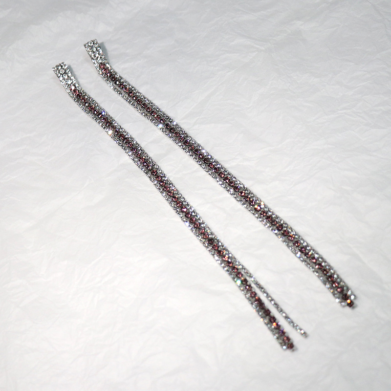 Fashion Inlay Rhinestone Chain Tassel Long Alloy Earrings display picture 6