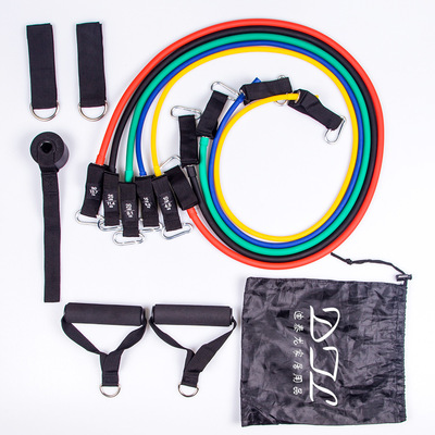 拉力器11件套多功能拉力器壹字拉力帶肌肉訓練健身器材乳膠管套裝