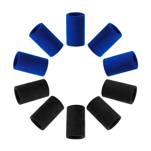 Direct Manufacturer Sales Basketball Finger Guard One Size Blue and Black Elastic Soft Breathable Sports Knit Finger Guard Supports Wholesale