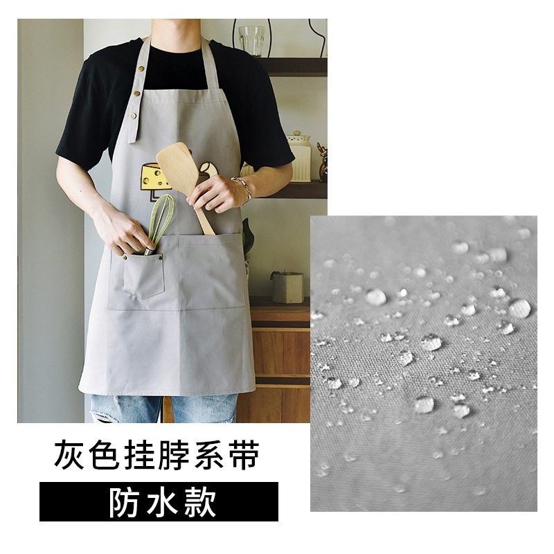 Moda coreana lienzo delantal imprimible logo tienda de frutas café cake shop hornear cocina postre trajes