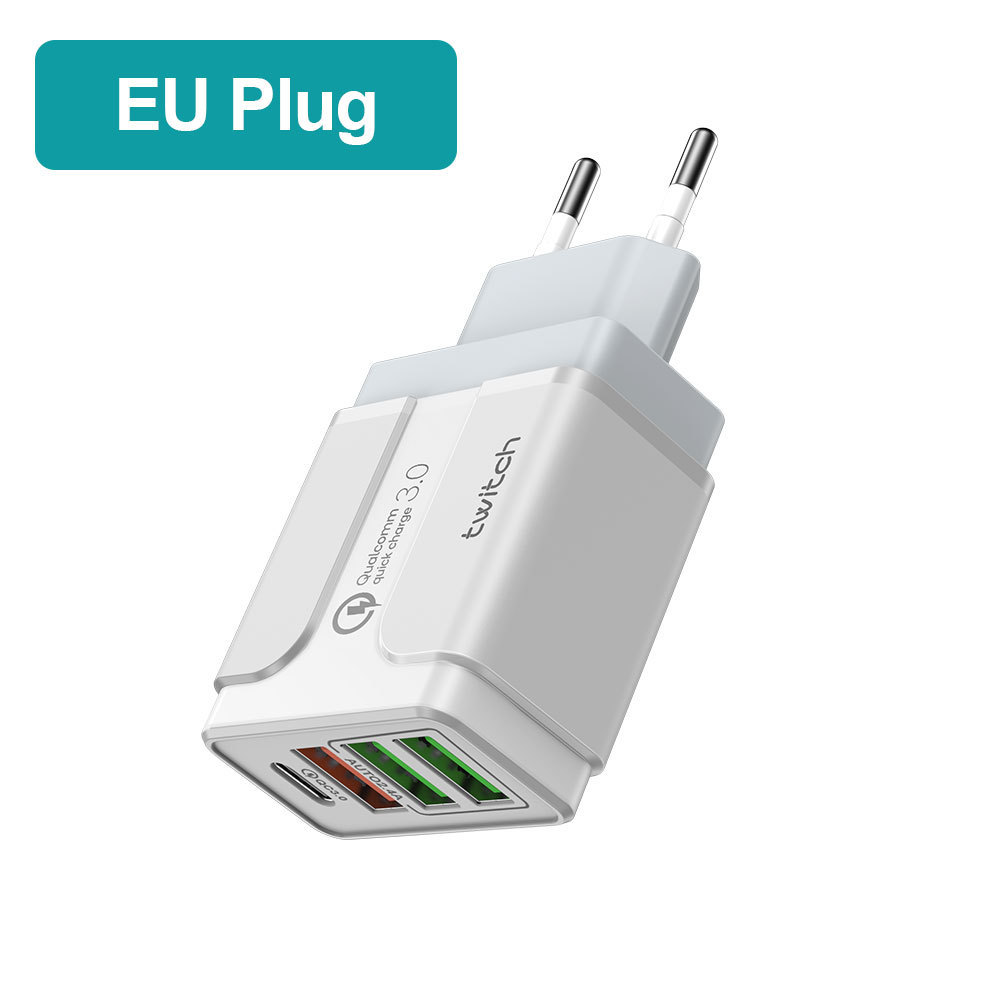 Twitch téléphone portable PD tête de charge rapide 3USBQC3.0PD norme européenne américaine britannique chargeur 36W_voghion.com