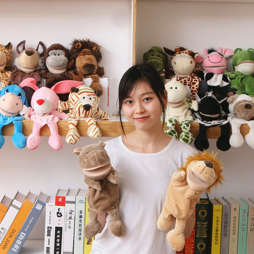 New animal finger large plush animal hand puppet children's toys monkey cow duck elephant puppet cross-border