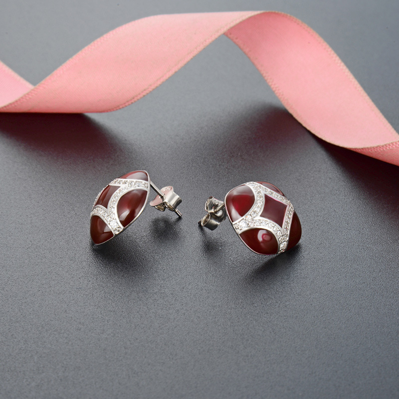 Diamante-incrustado creativo seta s925 plata ZIRCON Stud pendientes gota aceite pendientes fuente fábrica al por mayor tienda física suministro directo