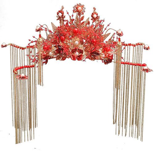 Chinese style bride Xiuhe clothing headwear wholesale bride retro Xiuhe headdress phoenix crown Xiapei hair accessories wedding tiara for women