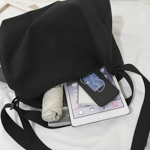 韩版春夏大容量帆布斜跨包校园学生纯色文艺日系慵懒风闺蜜大布包